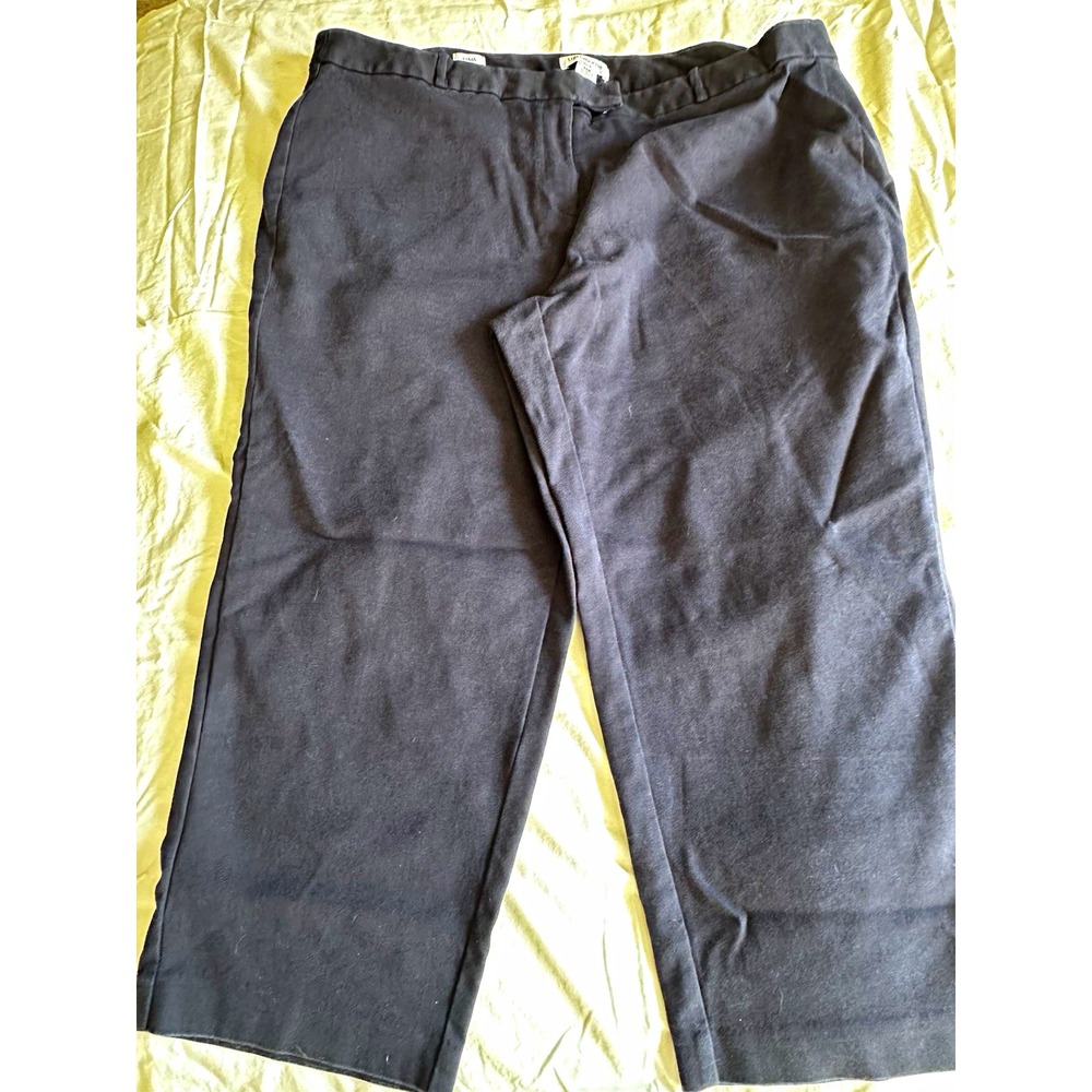 Liz Claiborne Women's Navy Twill Dress Pants Stretch Pockets Flat Front 22W
